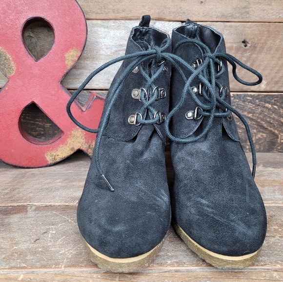 Steve Madden DESSERTT Black Leather Lace Up Shoes - Picture 4 of 14